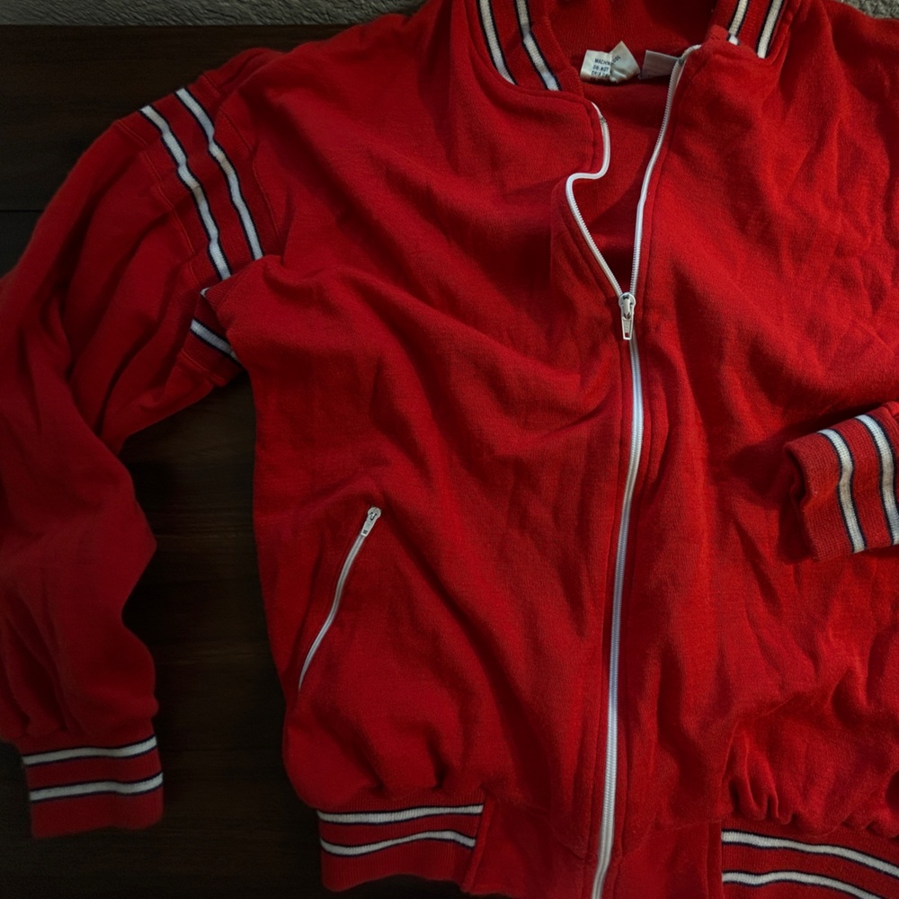 Nicholas Newcomb Red Bomber Jacket
